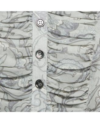 Women's London Printed Crepe Tie-Up Pleated Top