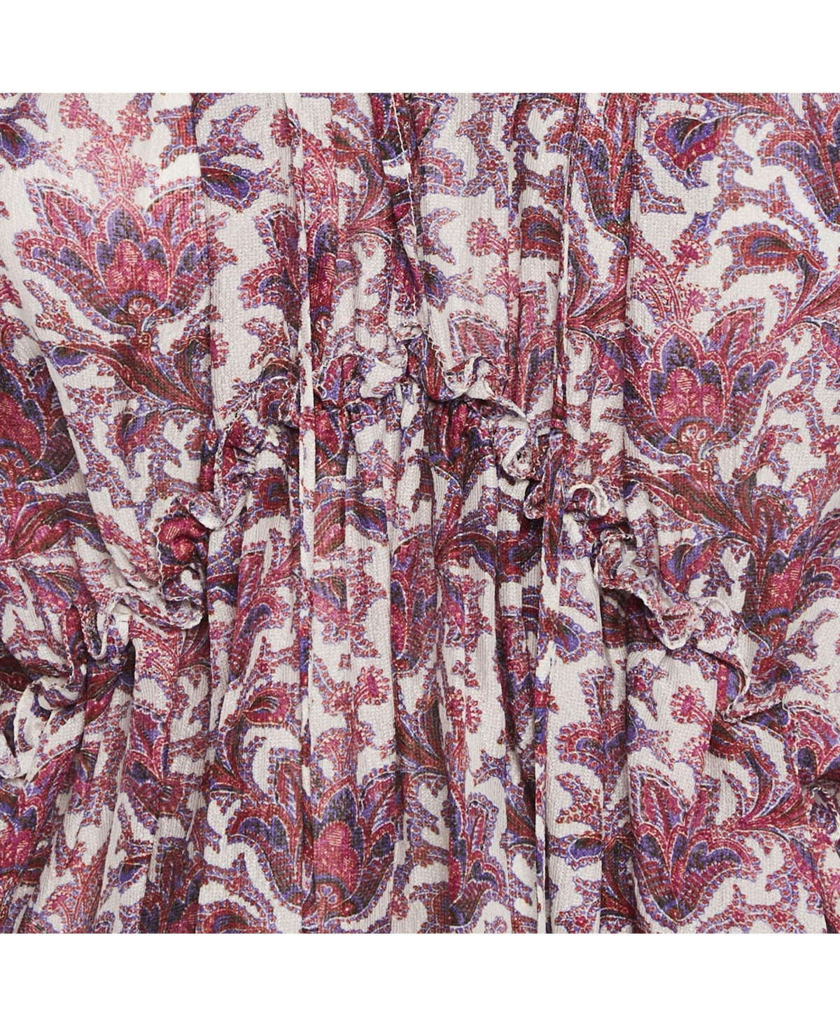 Pre-Owned Isabel Marant Women's Purple Printed Silk Ruffle Detail Top