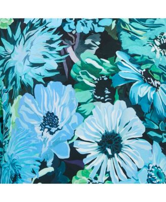 Women's Blue Floral Print Silk Blouse