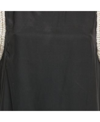 Women's Black Silk Stud Embellish Detail Tank Top