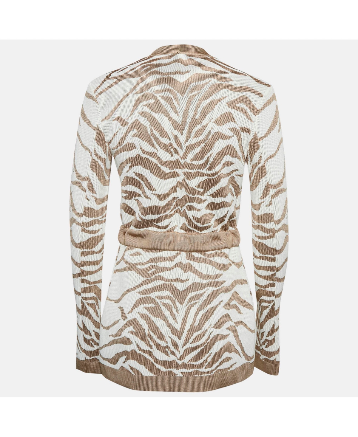 Pre-Owned Balmain Women's Beige/white Patterned Knit Drawstring Cardigan