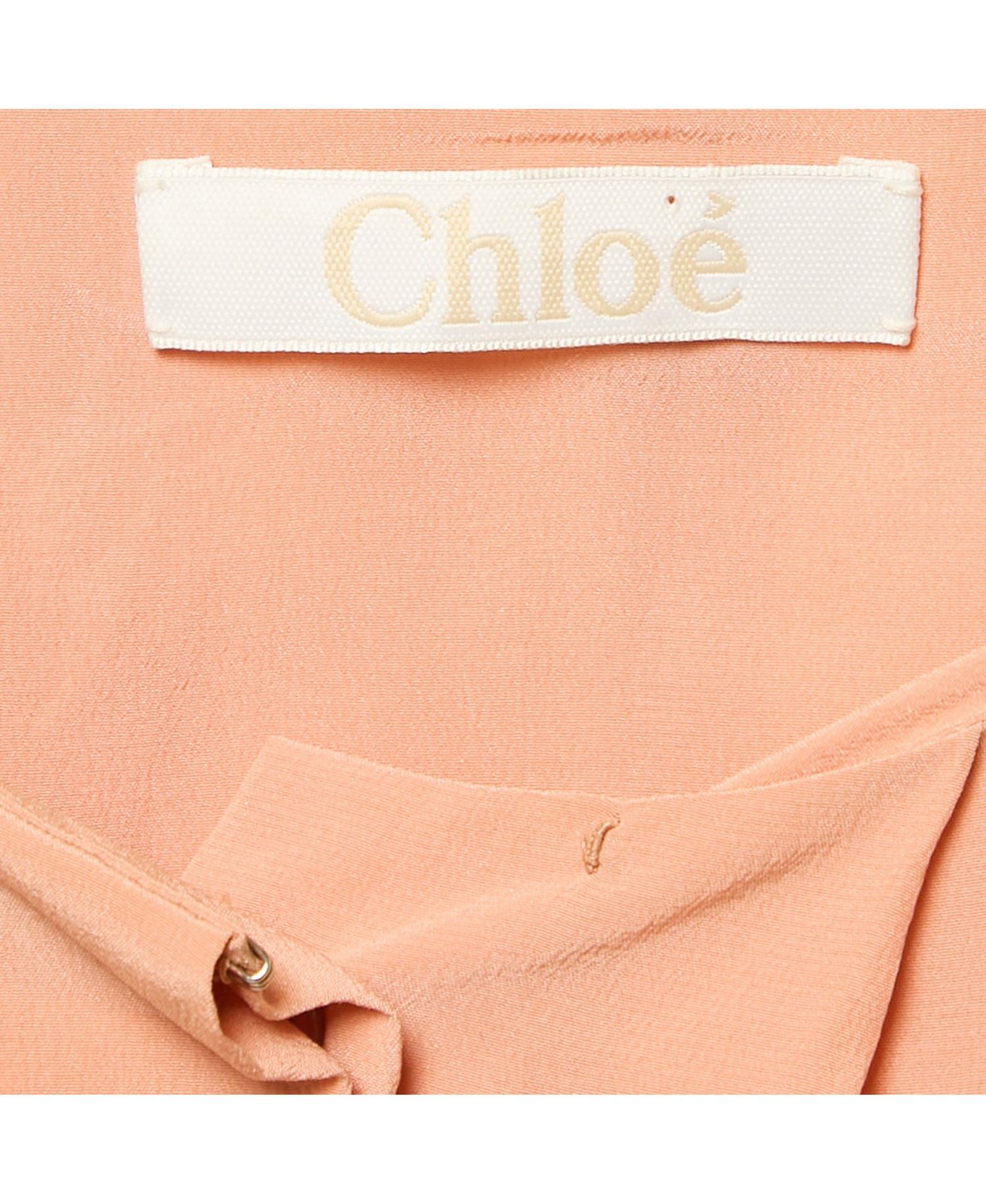 Women's Pre-Owned Chloandeacute Pink Silk Pleated Top