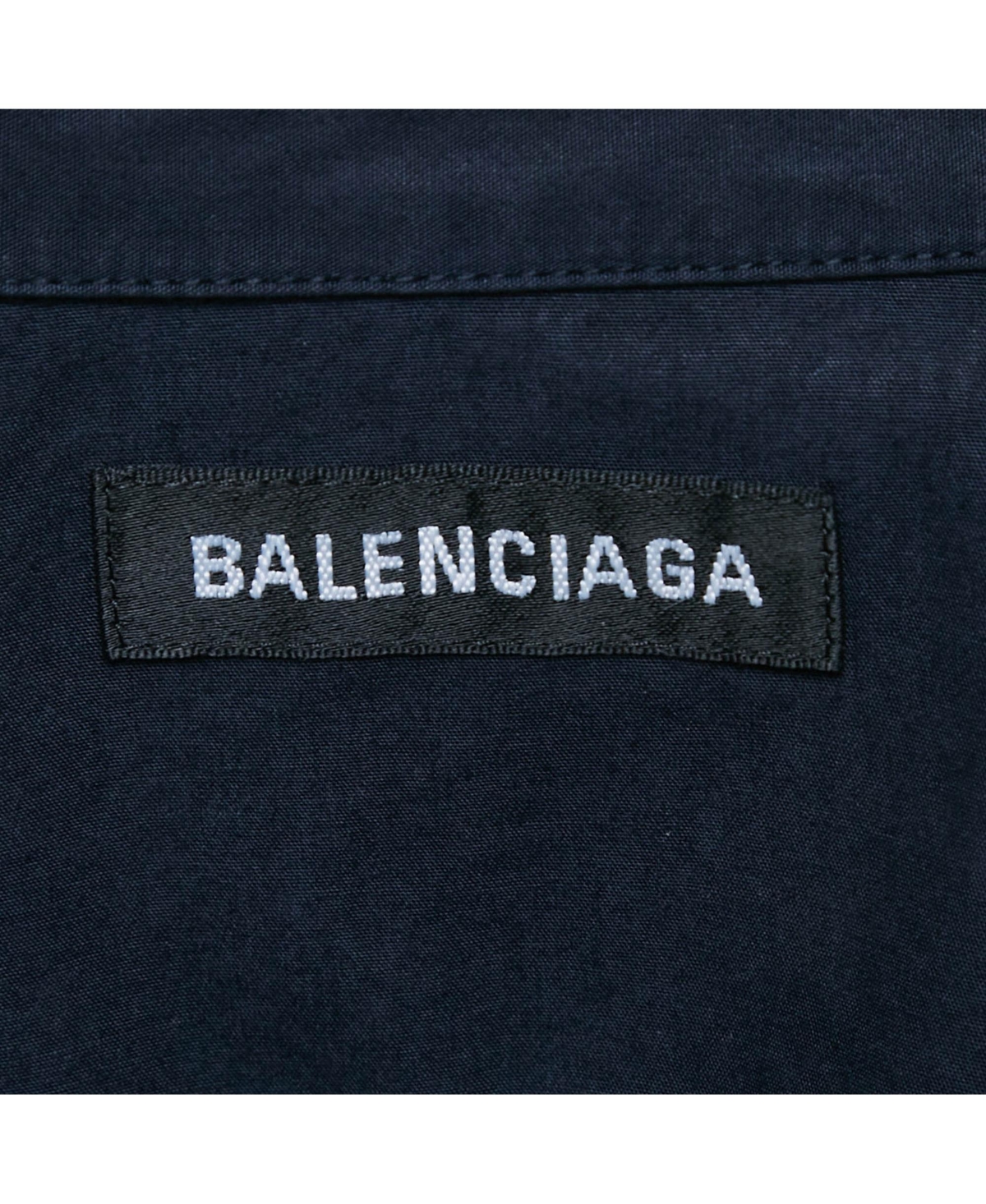 Pre-Owned Balenciaga Men's Navy Blue Cotton Logo Print Button Down Oversized Shirt