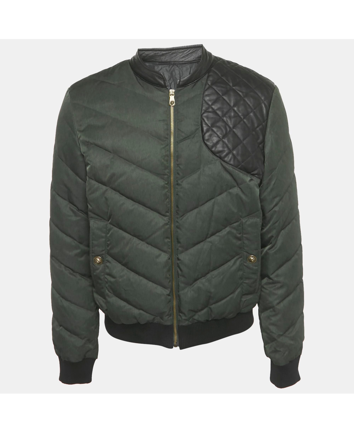 Pre-Owned Versace Men's Pre-Owned Versus Versace Green Synthetic Zip-Up Quilted Down Jacket