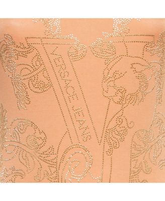 Women's Jeans Orange Studded Jersey T-Shirt