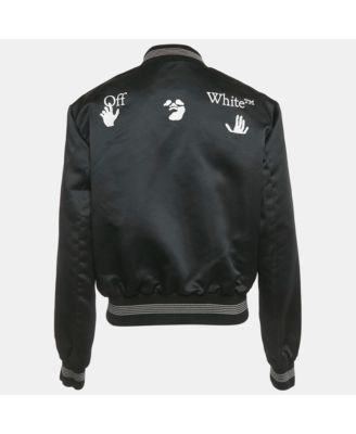 Men's Black Logo Print Synthetic Bomber Jacket
