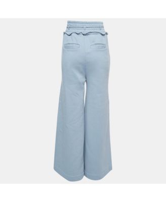 Women's Blue Cotton Wide Leg Sweatpants