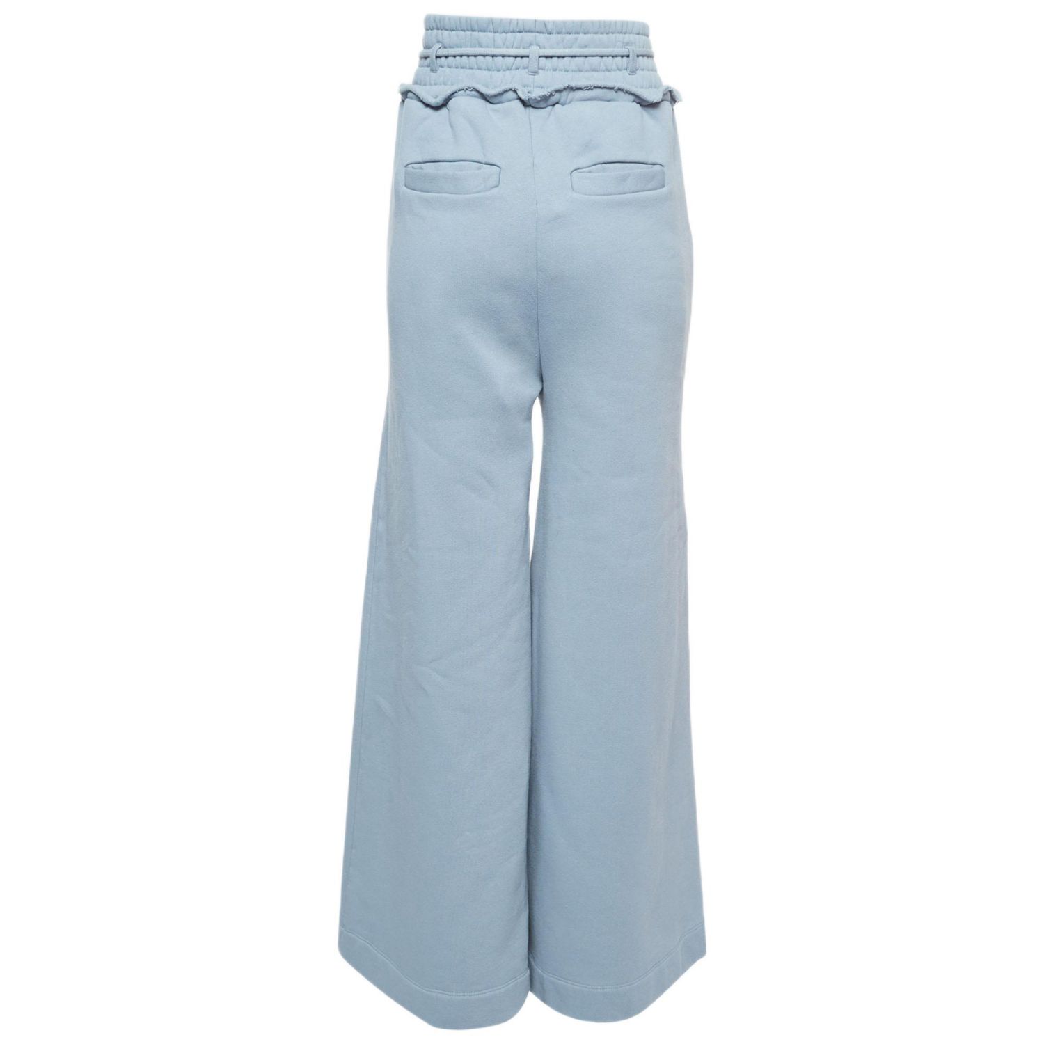 Women's Blue Cotton Wide Leg Sweatpants