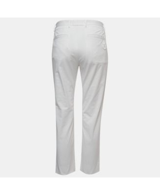 Women's White Cotton Straight Fit Trousers