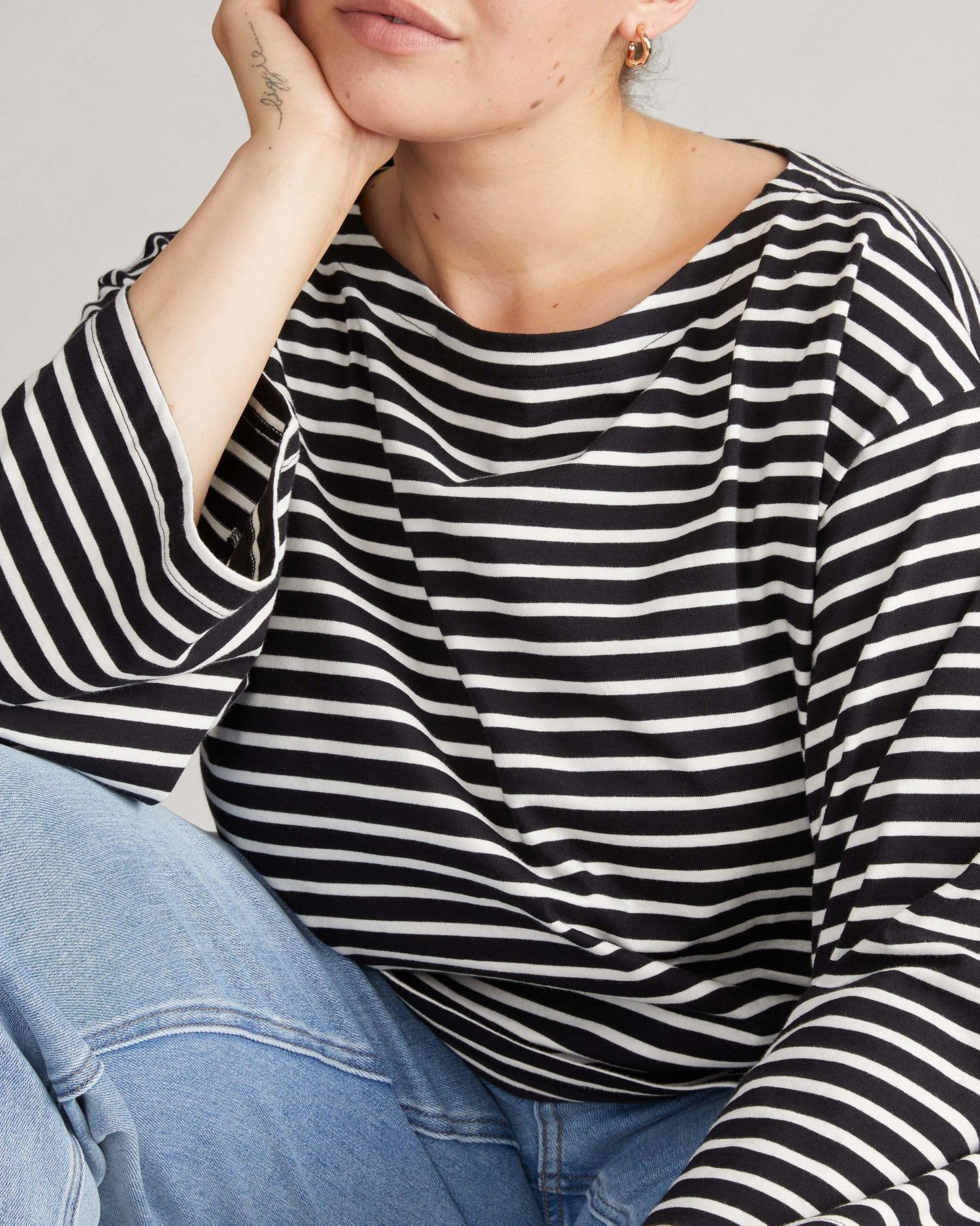 Plus Size Montauk Breton Stripe Bell Sleeve Top