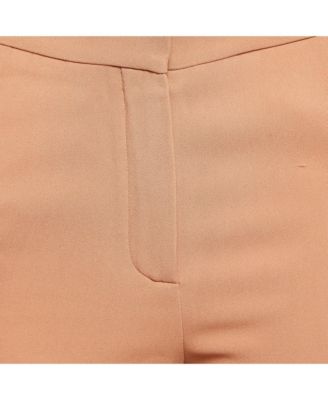 Women's Light Brown Crepe Zip Detail Trackpants