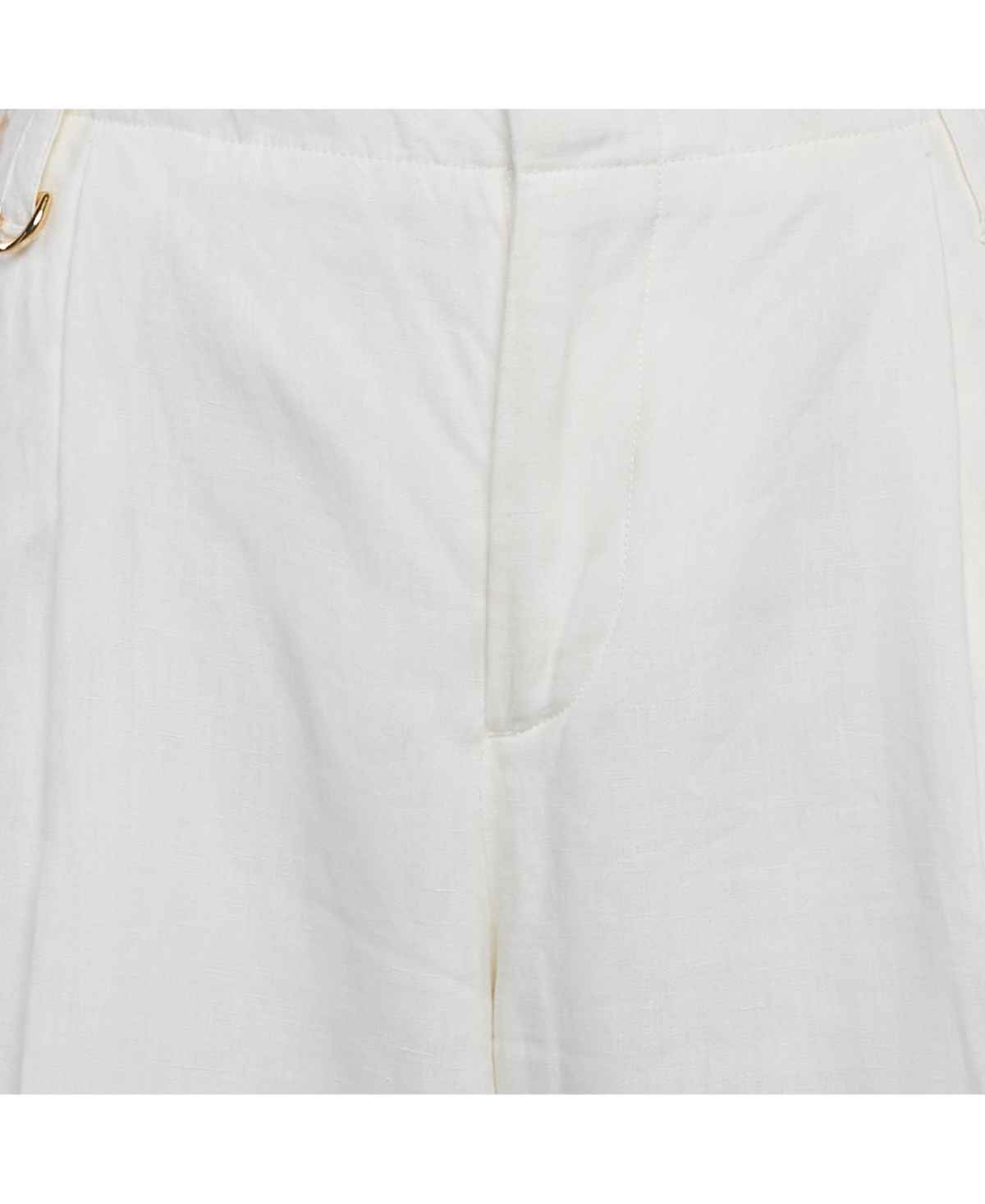 Pre-Owned Jacquemus Women's Off-White Linen Wide-Leg Cropped Pants