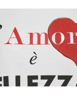 Women's White Cotton L'amore E Bellezza Printed Tank Top