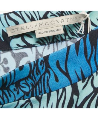 Women's Blue Printed Crepe De Chine Midi Skirt