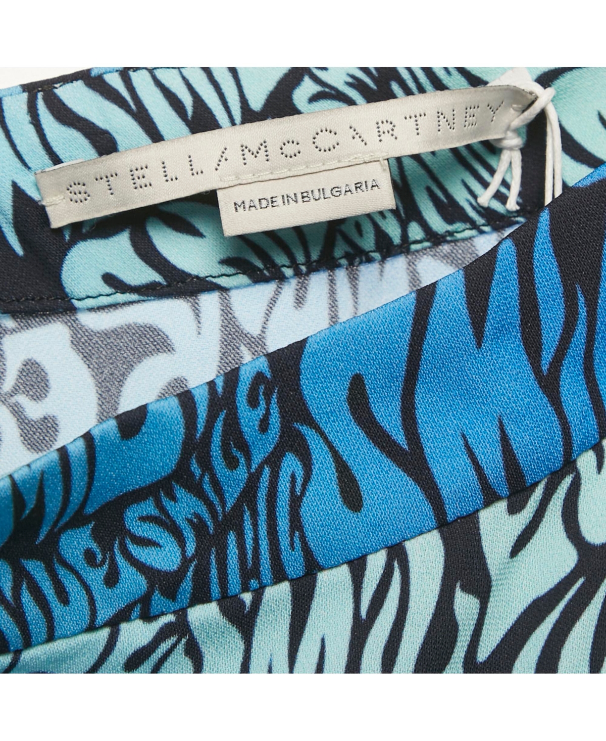 Pre-Owned Stella Mccartney Women's Blue Printed Crepe De Chine Midi Skirt