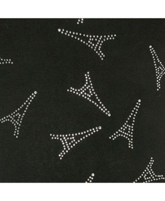 Women's Black Eiffel Tower Crystal Fleece Pullover