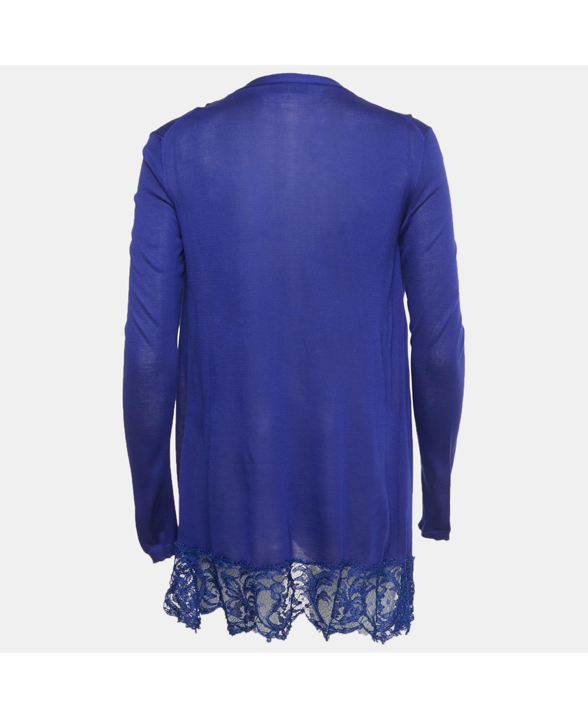 Pre-Owned Emilio Pucci Women's Blue Lace Trim Knit Cardigan