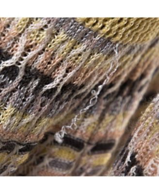 Women's Multicolor Jacquard Eyelet Knit Cardigan