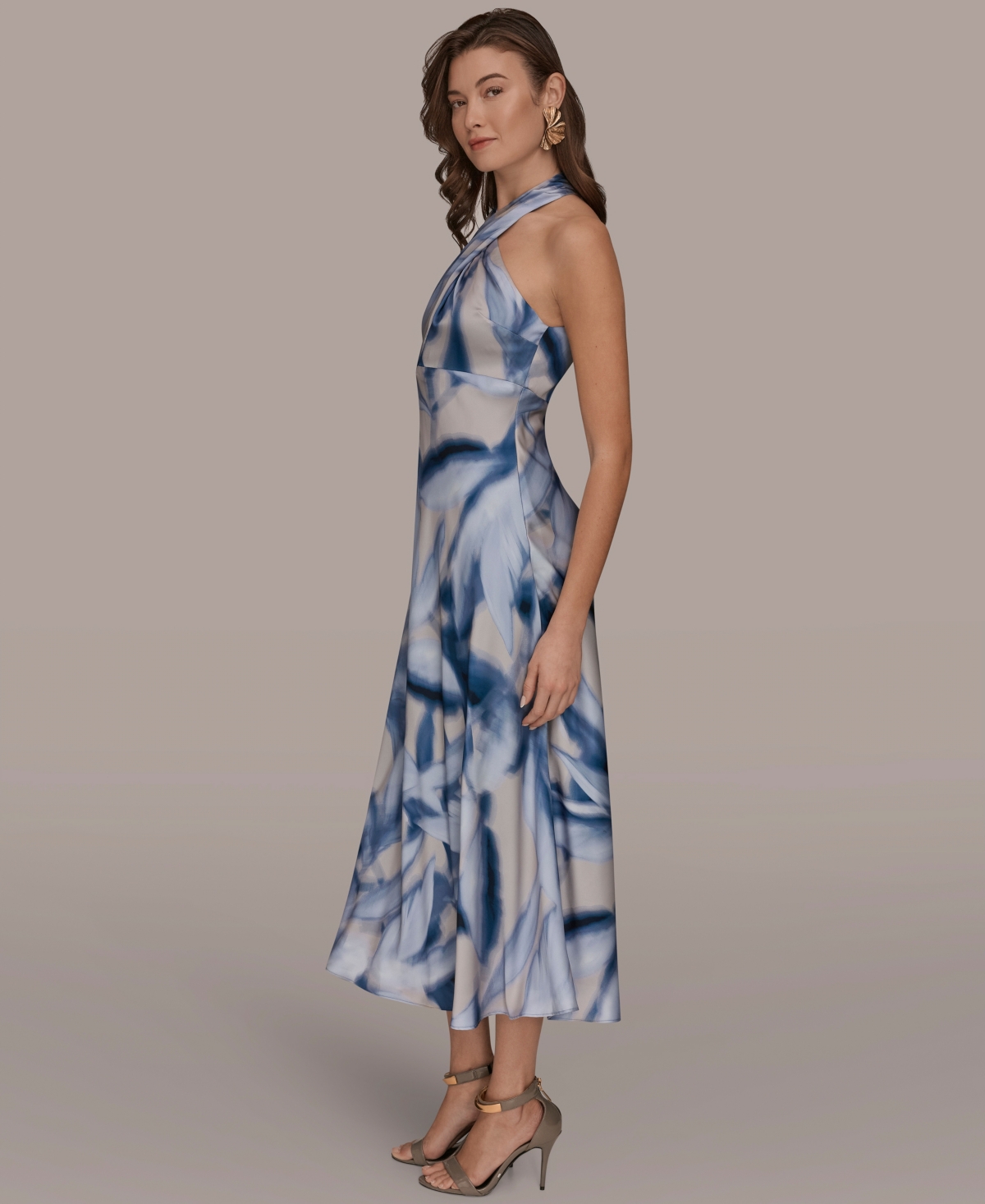Donna Karan New York Women's Halter Neck A-Line Midi Dress
