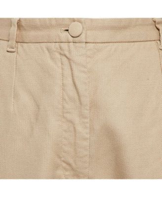 Women's Beige Cotton Blend Trousers