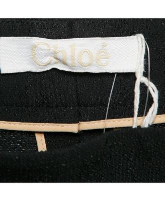 Women's Black Textured Crepe Pleats Detail Trousers