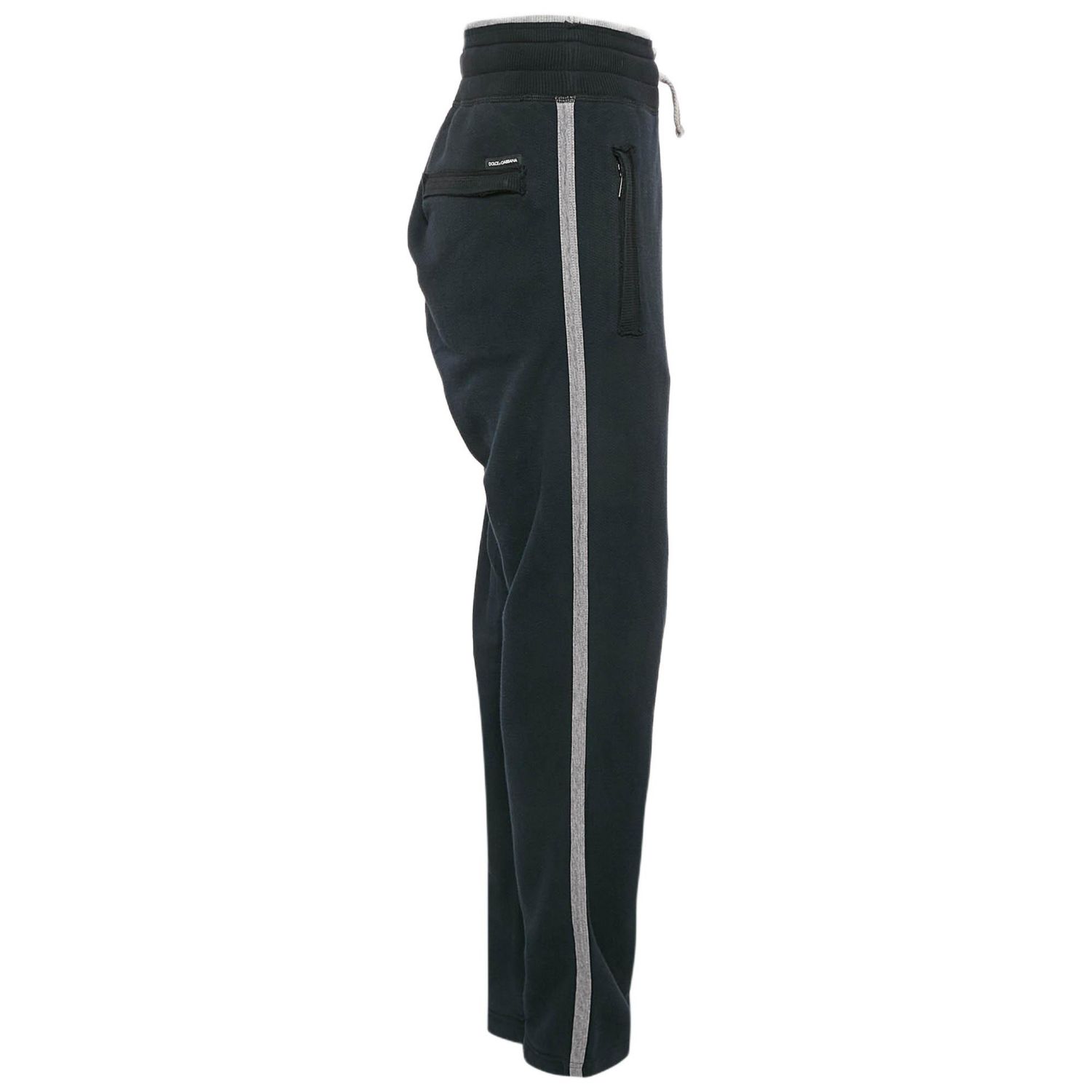 Women's Pre-Owned Dolce and Gabbana Blue Embroidered Cotton Knit Drawstring Track Pants