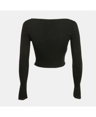 Women's Black Jersey Long Sleeve Crop Top
