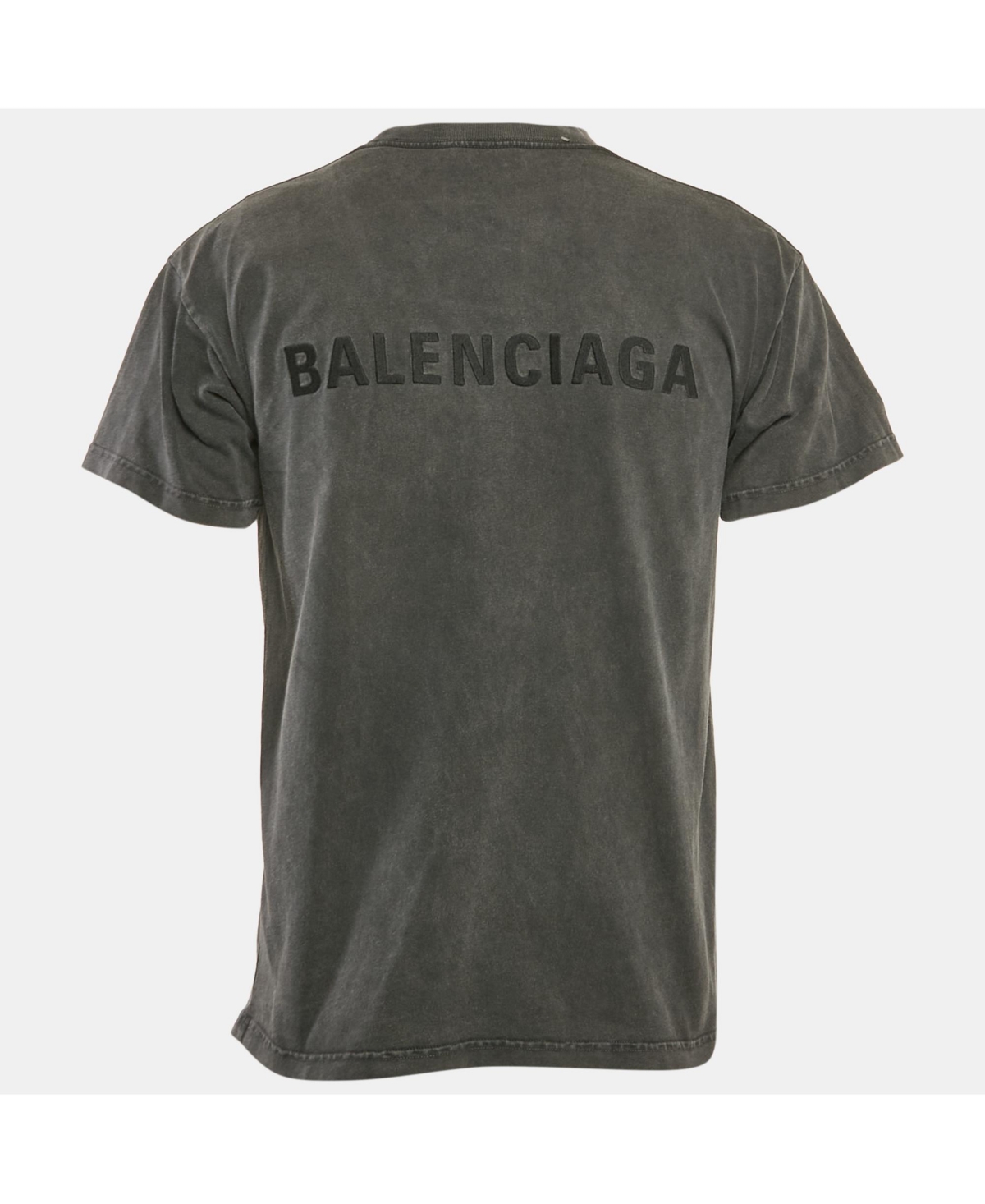 Pre-Owned Balenciaga Men's Grey Logo Embroidered Jersey T-Shirt