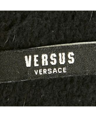 Women's Pre-Owned Versus Versace Black Striped Cotton Knit Applique Detail Sweatshirt