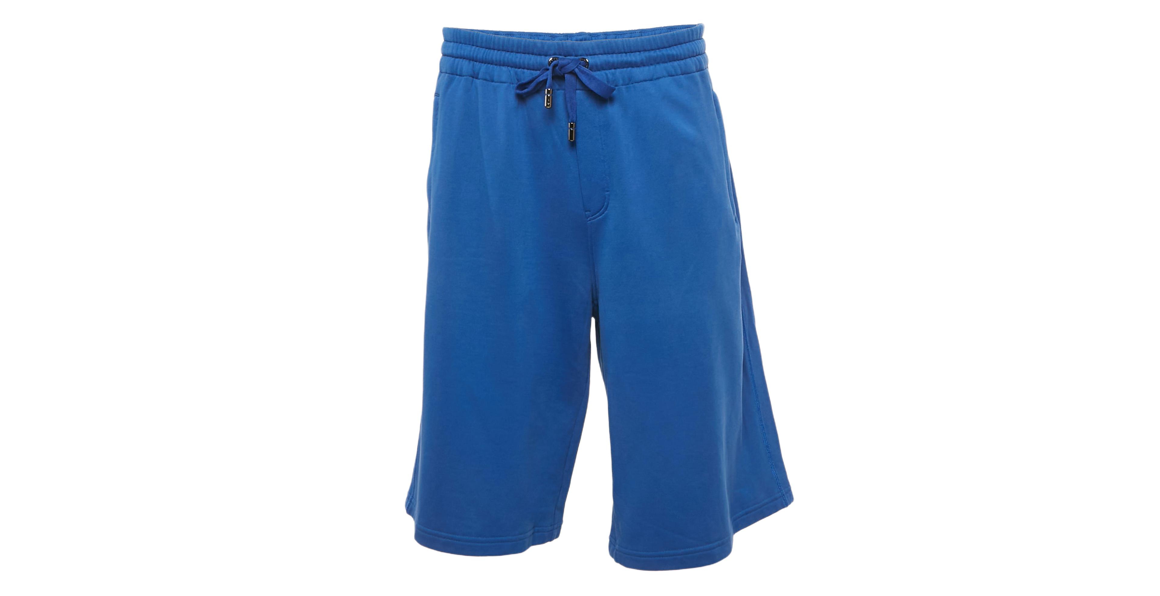 Pre-Owned Dolce & Gabbana Men's Blue Cotton Logo Embroidered Shorts