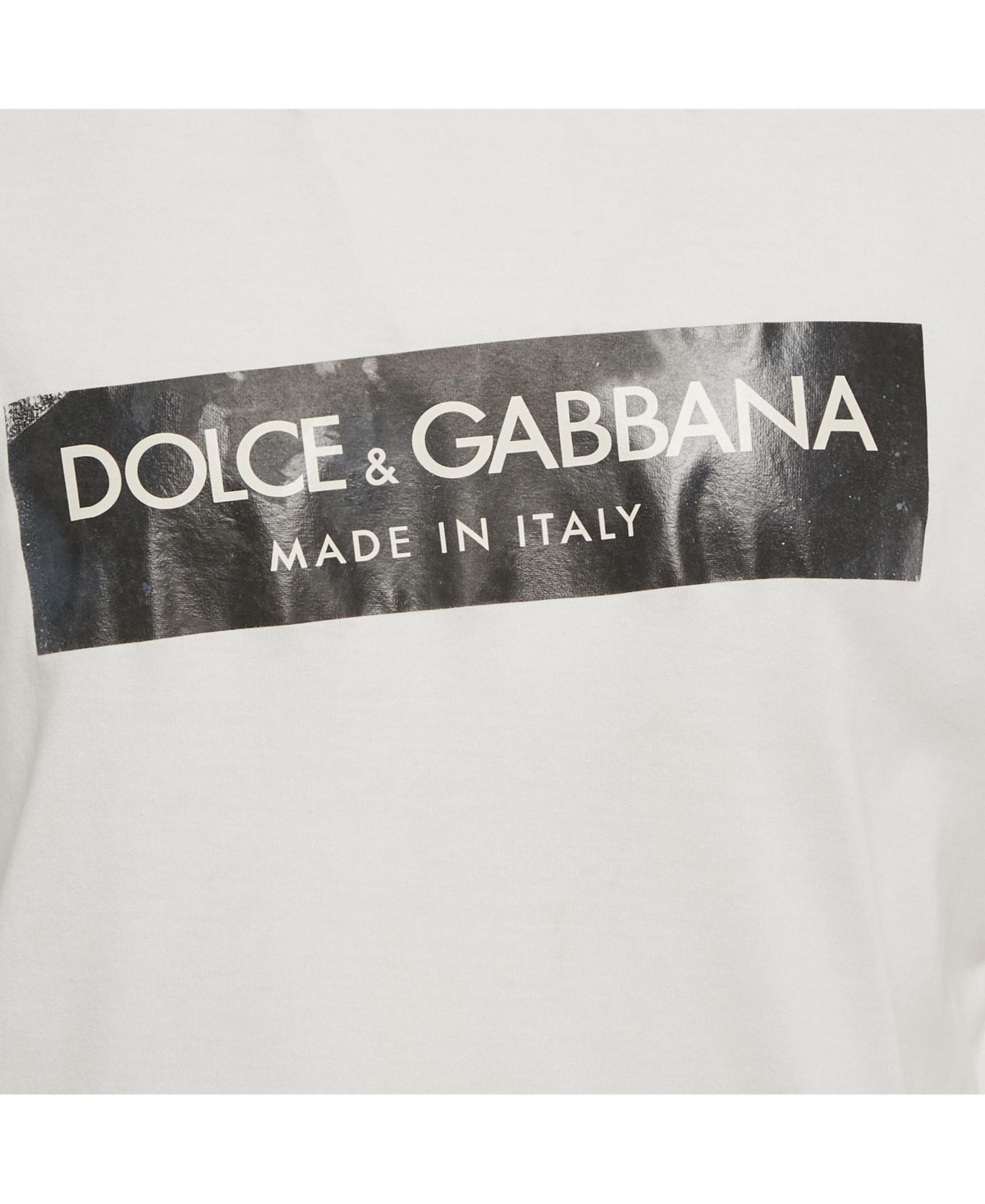 Pre-Owned Dolce & Gabbana Men's White Logo Print Jersey Crewneck T-Shirt