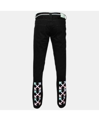 Men's Black Denim Arrow Printed Jeans