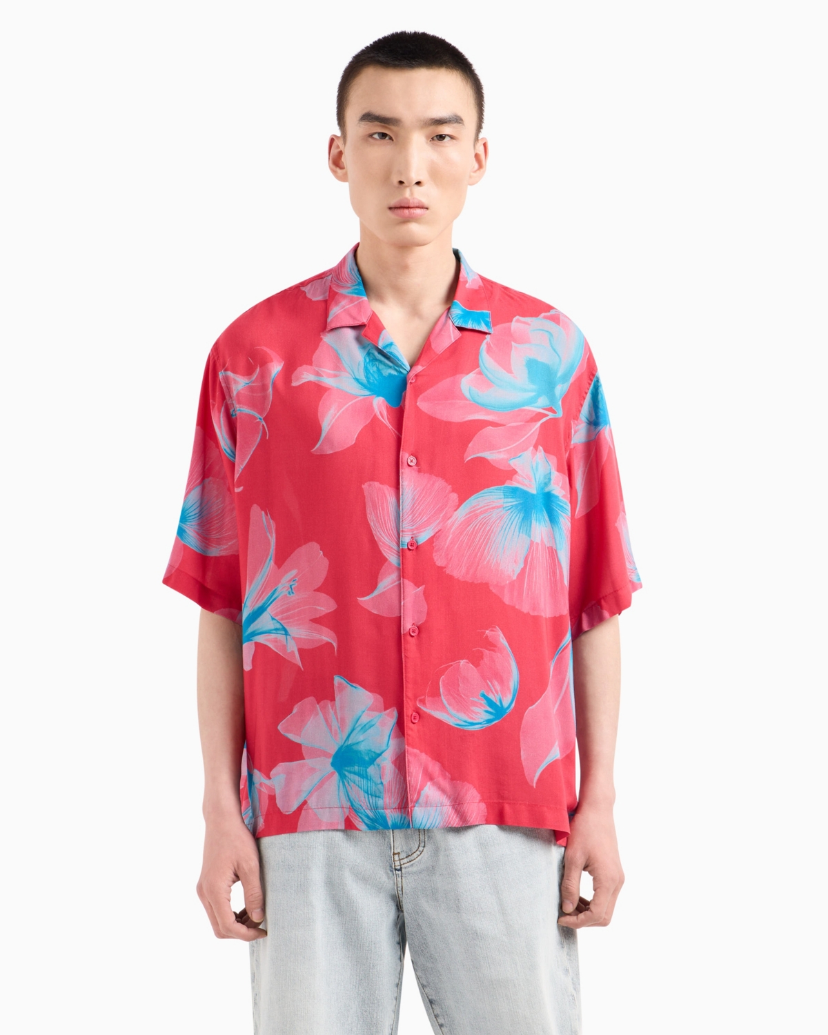 A|X Armani Exchange Men's Boxy-Fit Floral Shirt