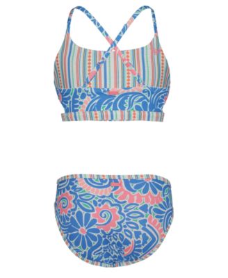 Girls' 7-16 Floral Printed Swim Top and Bottom, 2-Piece Set
