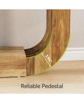 70.9-Inch Extra Long Narrow Console Table, 2-Tier Brown Wooden Sofa Table with U-Shaped Pedestal