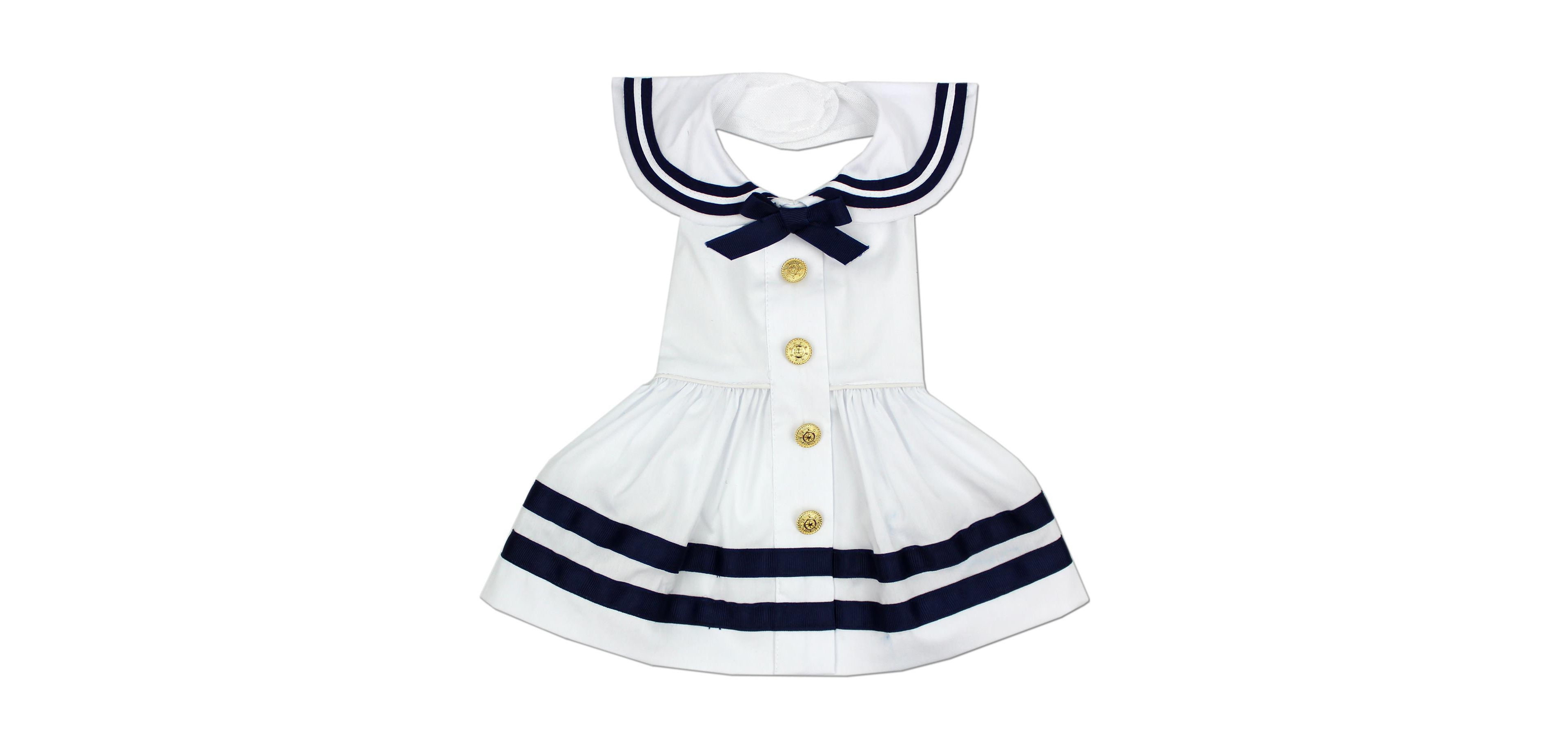 Parisian Pet Dress Sailor White