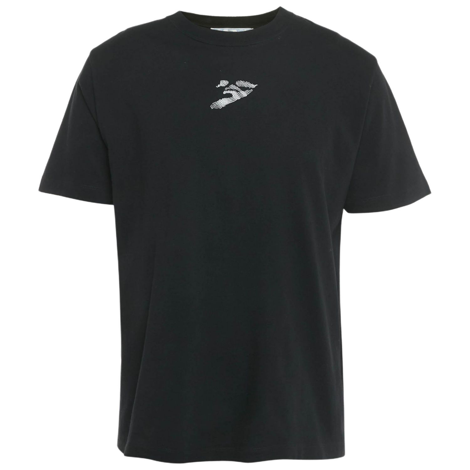 Men's Black Logo Embroidered Cotton Crewneck T-Shirt