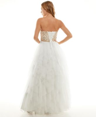 Juniors' Dancing Queen Strapless Sweetheart Neck Dress