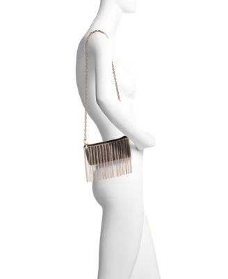 Woman's Piper Crystal Fringed Leather Zip Top Crossbody