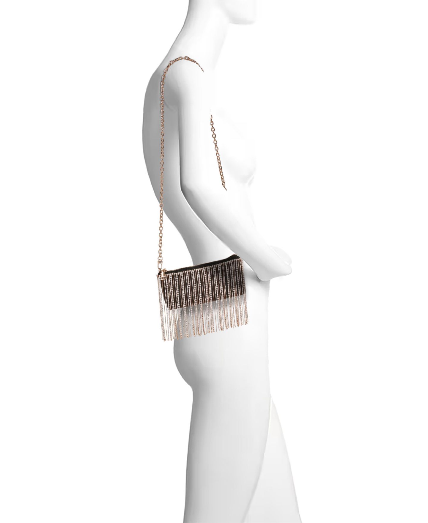 Женская сумка Jewel Badgley Mischka Piper Crystal Fringed Leather Zip Top Crossbody, цвет: Чёрный — фото 4