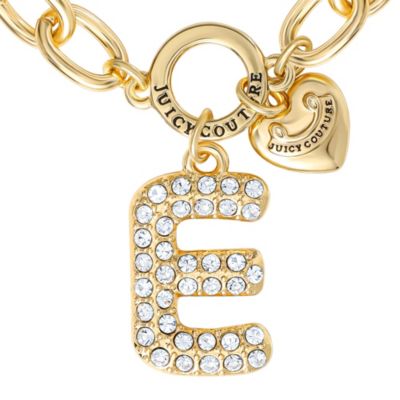 Pave Initial Charm Bracelet - 7.5'' Gold Tone Link