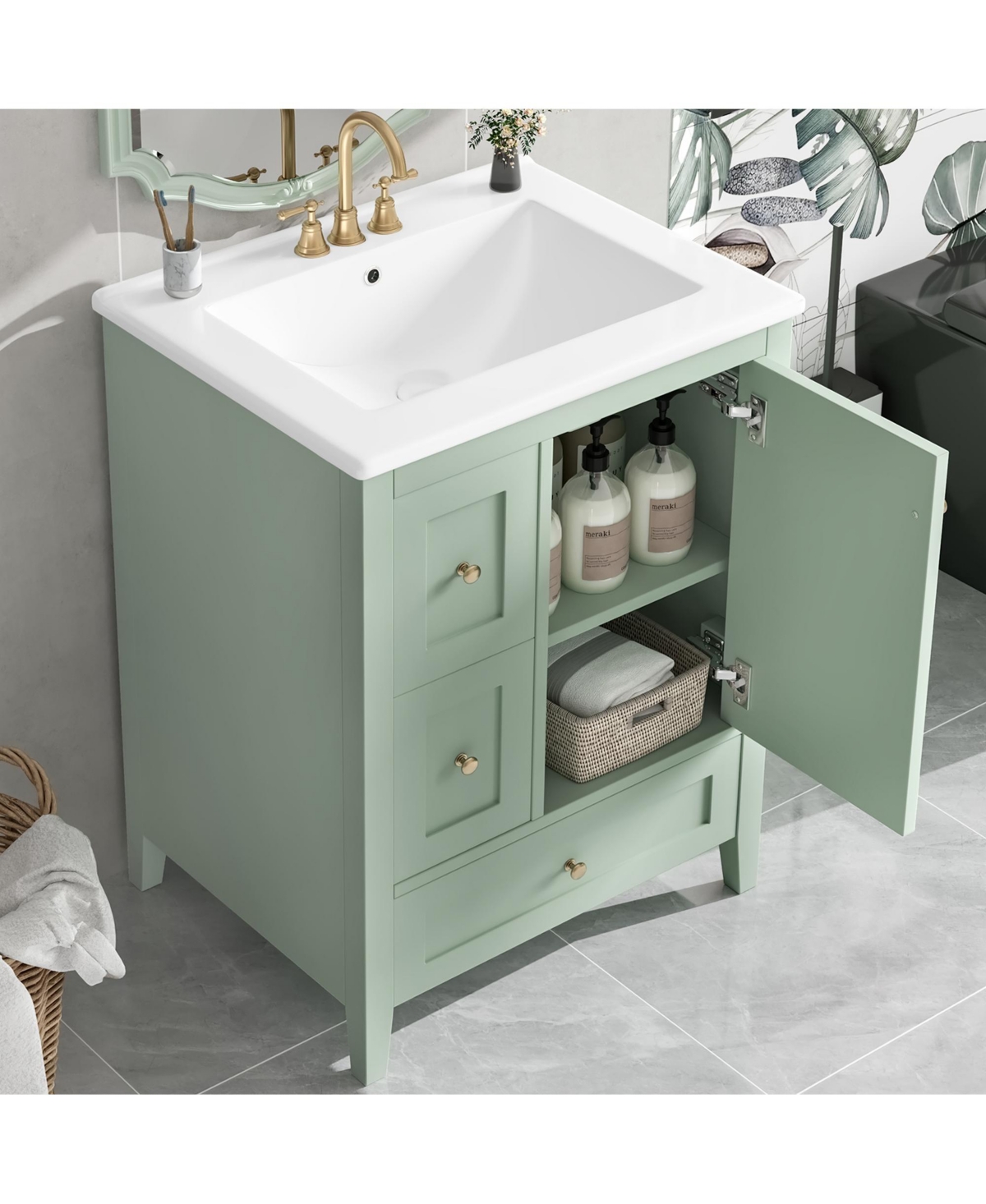 Casainc Bathroom Vanity with Adjustable Shelf and Removable Dividers