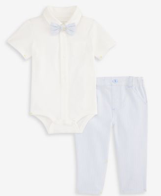 Baby Boys' Collared Bowtie Bodysuit & Seersucker Pants, 2-Piece Set