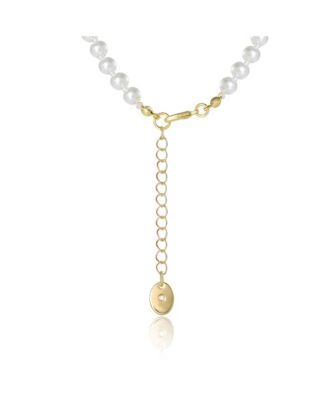 Pave Bow, Gold Tone Accents Pearl Necklace
