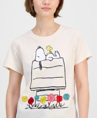 Juniors' Floral Embroidered Graphic T-Shirt