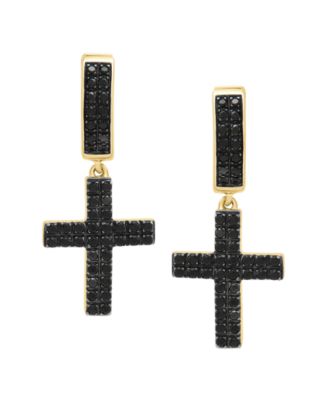 Men's Black Diamond Huggies Drop Earrings (1/3 ct. t.w.) in 14k Yellow Gold-Plated Sterling Silver