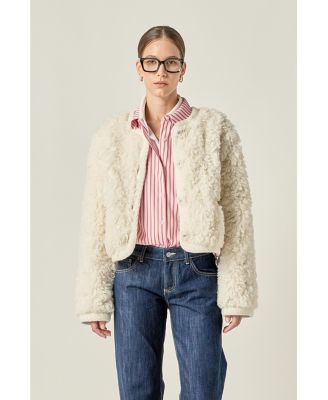 Women's Knit Trim Teddy Jacket