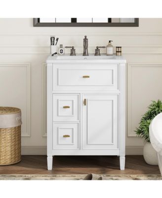 Bathroom Vanity with Sink Flip Drawer Two Drawers Adjustable Shelf