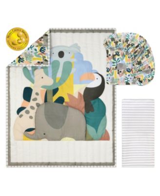 Crib Bedding Set for Baby Boys and Girls, Safari Puzzle, 3 Pieces