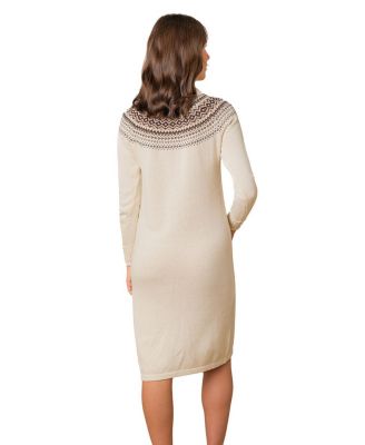 Women's Organic Long Sleeve Turtleneck Intarsia Sweater Dress